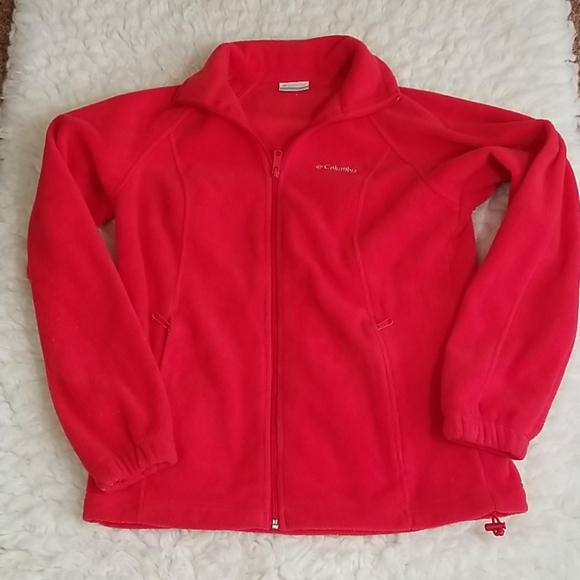 Columbia Red Fleece Sport Zippered Jacket. S - Picture 7 of 14